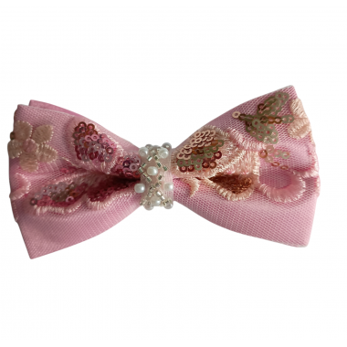 .Papion rafinat, cu paiete, model Clasic, Pink Glitter Butterfly 